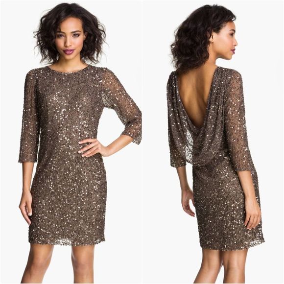 Pisarro Nights Dresses & Skirts - PISARRO NIGHTS Cowl Back Sequin & Bead Dress